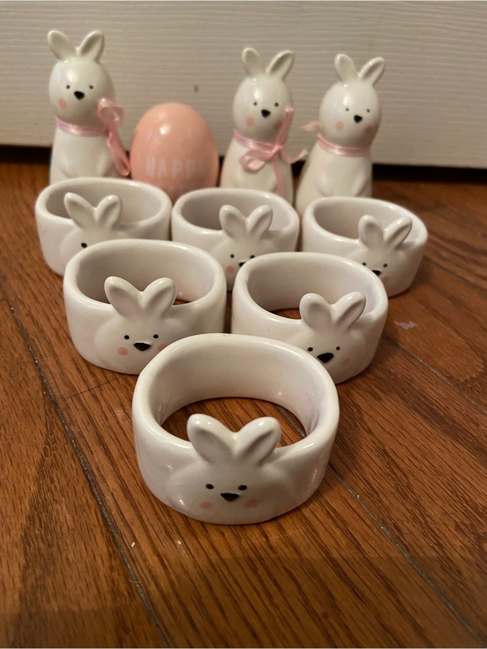 By Magenta- White Bunny Ceramic Napkin Rings and Card Holders